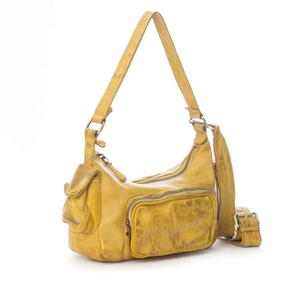 BZNA Bag Fee Senape Gelb Italy Designer Umhängetasche Ledertasche Schultertasche Tasche Leder Neu