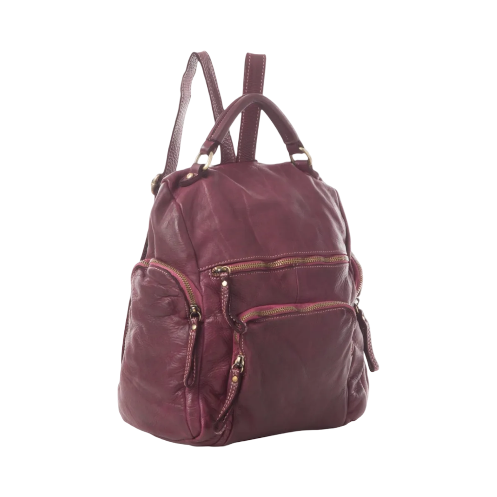 BZNA Bag Stella Bordeaux Backpacker Designer Rucksack Damenhandtasche Schultertasche Leder Nappa sheep ItalyNeu