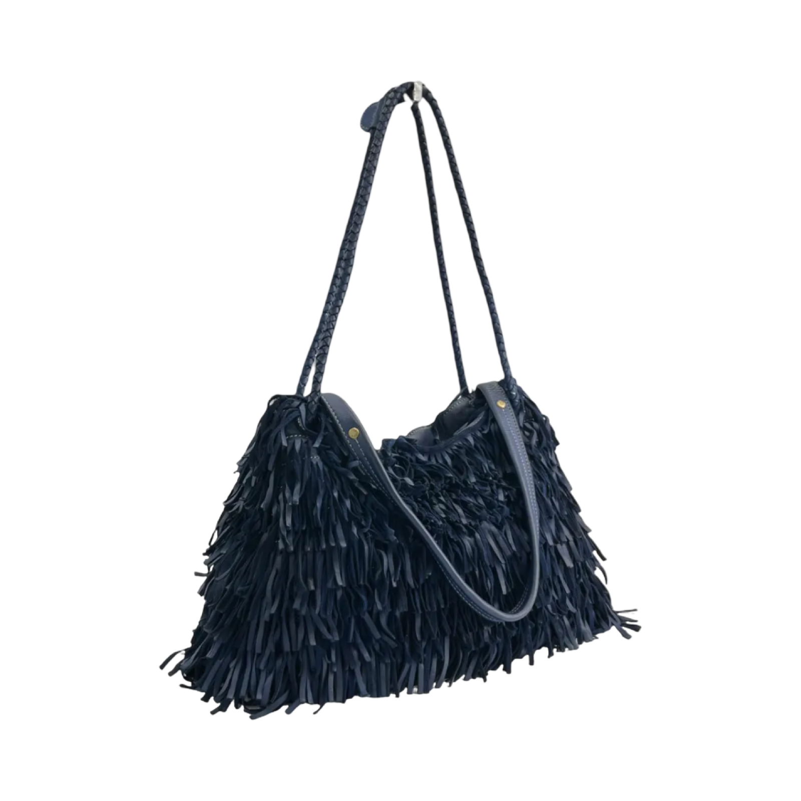 BZNA Bag Peppina Blau Fransen  Schultertasche Designer Damen Handtasche Italy