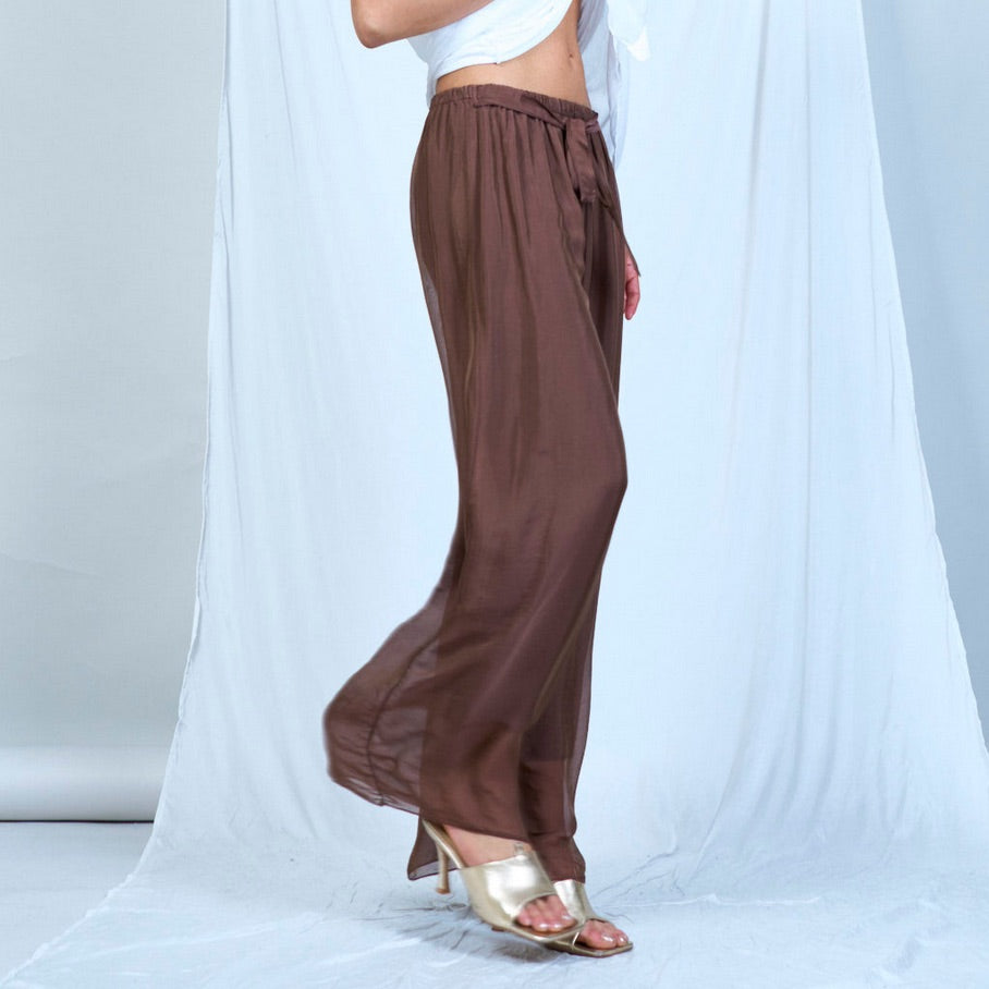 BZNA Hose mit Seide Fließende elastische Taille Chiffon Seidenhose Onesize - B Z N A