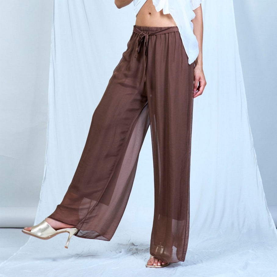 BZNA Hose mit Seide Fließende elastische Taille Chiffon Seidenhose Onesize - B Z N A