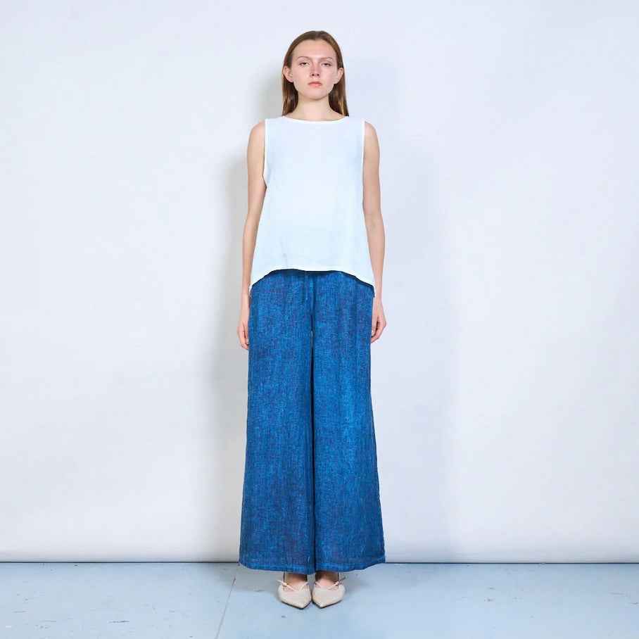 BZNA Berlin Leinen Leinenhose mit weitem Bein und Kordelzug in der Taille Onesize