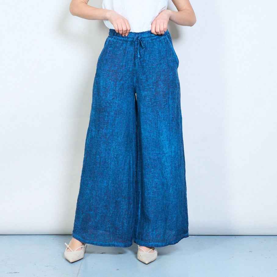 BZNA Berlin Leinen Leinenhose mit weitem Bein und Kordelzug in der Taille Onesize