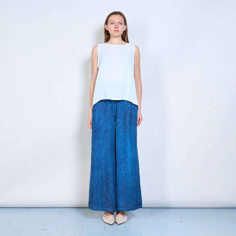 BZNA Berlin Leinen Leinenhose mit weitem Bein und Kordelzug in der Taille Onesize