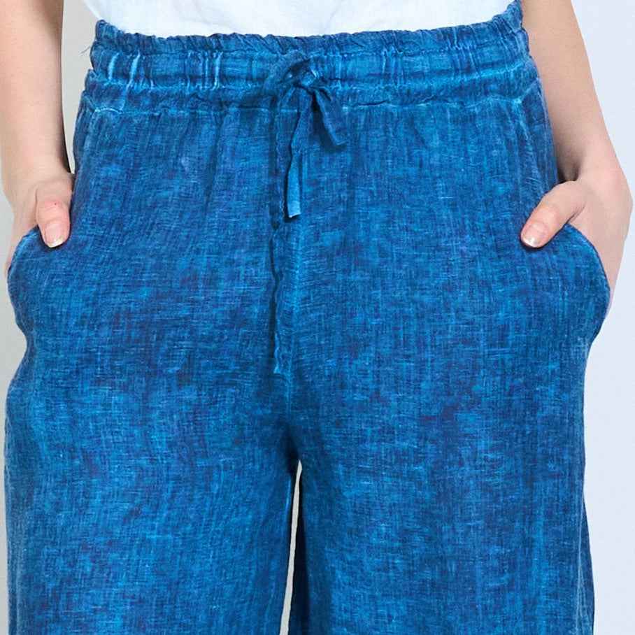 BZNA Berlin Leinen Leinenhose mit weitem Bein und Kordelzug in der Taille Onesize