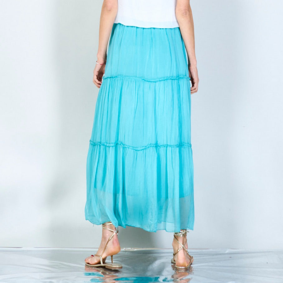 BZNA Rock mit Seide Rüschen Seidenchiffon Seidenrock Onesize - B Z N A
