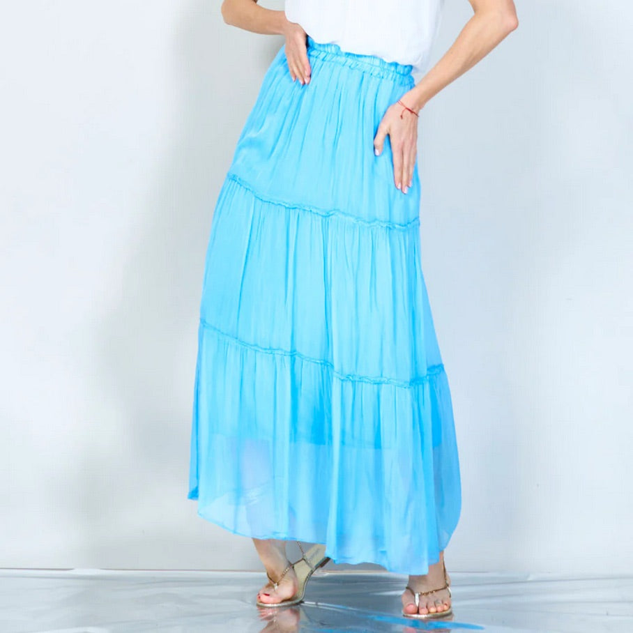 BZNA Rock mit Seide Rüschen Seidenchiffon Seidenrock Onesize - B Z N A