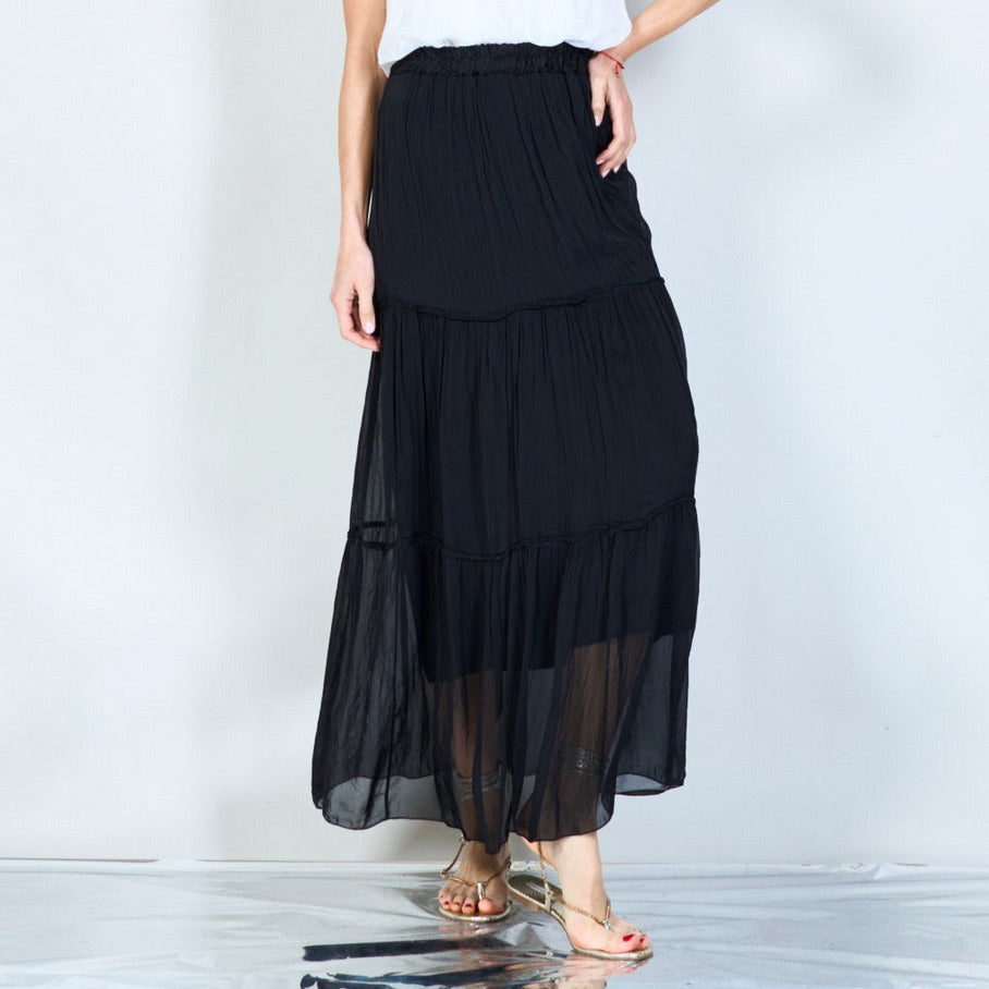 BZNA Rock mit Seide Rüschen Seidenchiffon Seidenrock Onesize - B Z N A