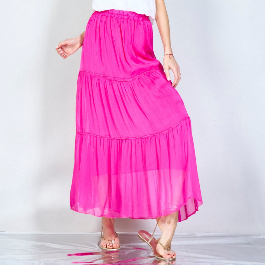 BZNA Rock mit Seide Rüschen Seidenchiffon Seidenrock Onesize - B Z N A