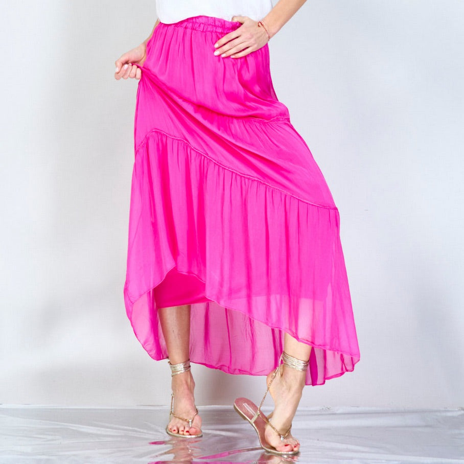BZNA Rock mit Seide Rüschen Seidenchiffon Seidenrock Onesize - B Z N A