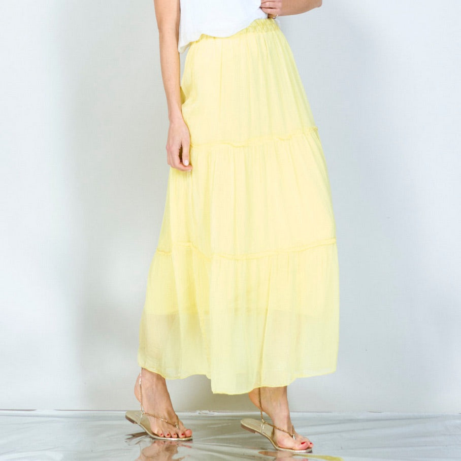 BZNA Rock mit Seide Rüschen Seidenchiffon Seidenrock Onesize - B Z N A