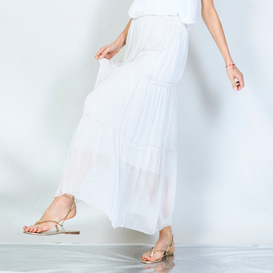 BZNA Rock mit Seide Rüschen Seidenchiffon Seidenrock Onesize - B Z N A