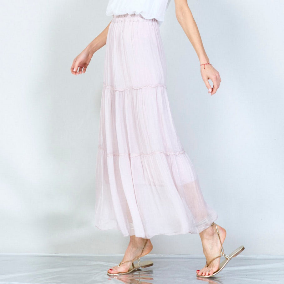BZNA Rock mit Seide Rüschen Seidenchiffon Seidenrock Onesize - B Z N A