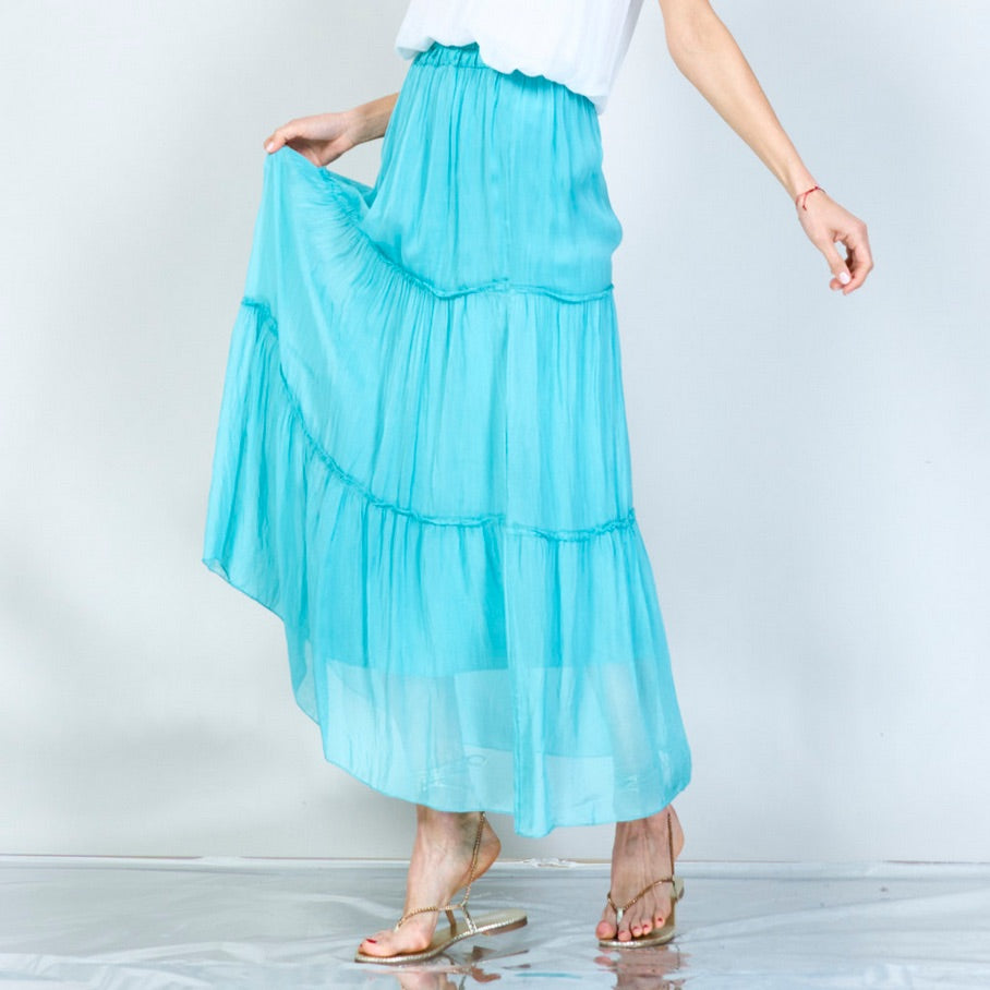 BZNA Rock mit Seide Rüschen Seidenchiffon Seidenrock Onesize - B Z N A