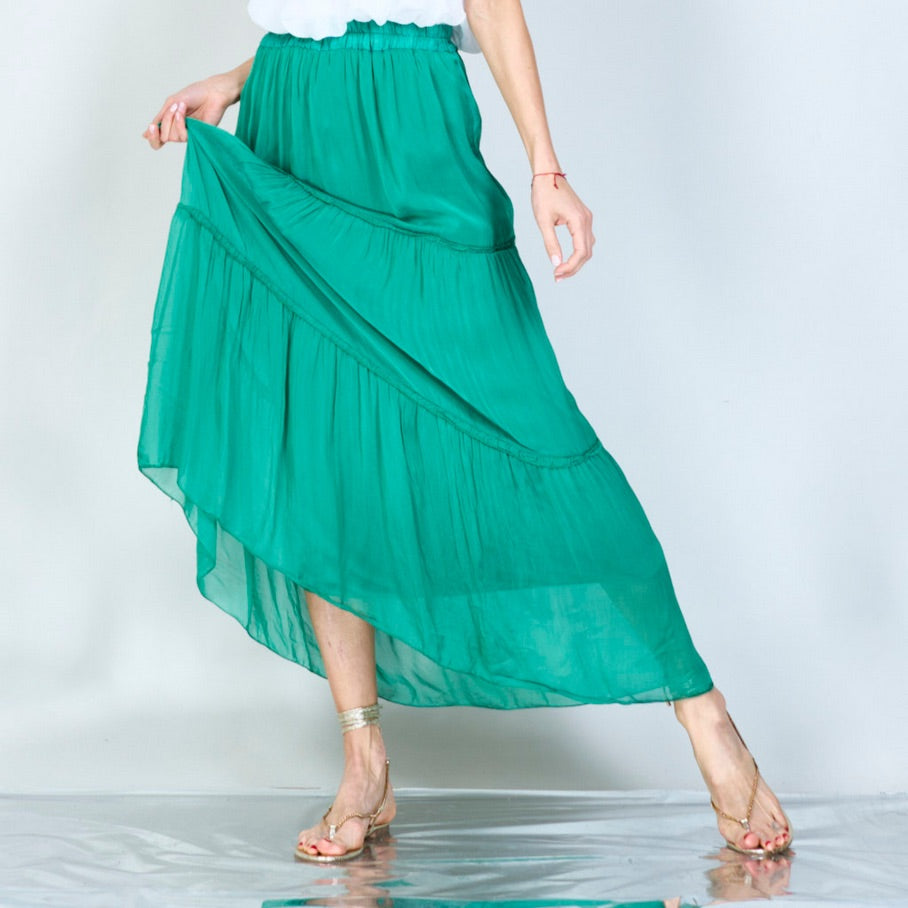 BZNA Rock mit Seide Rüschen Seidenchiffon Seidenrock Onesize - B Z N A