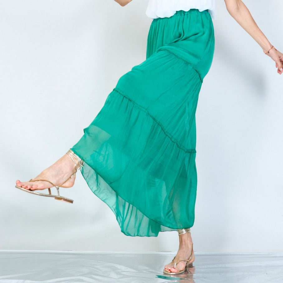 BZNA Rock mit Seide Rüschen Seidenchiffon Seidenrock Onesize - B Z N A