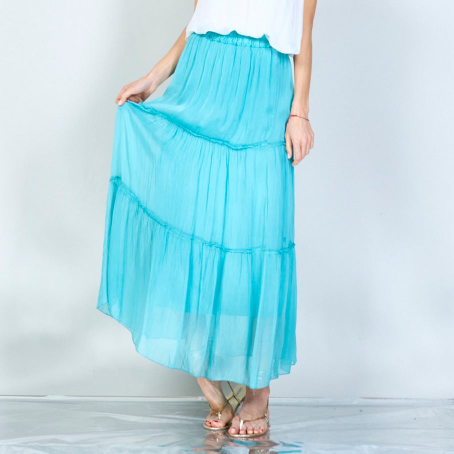 BZNA Rock mit Seide Rüschen Seidenchiffon Seidenrock Onesize - B Z N A