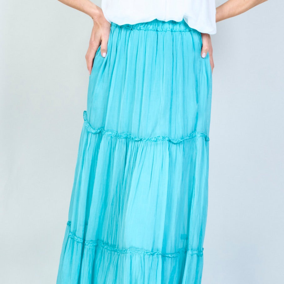 BZNA Rock mit Seide Rüschen Seidenchiffon Seidenrock Onesize - B Z N A
