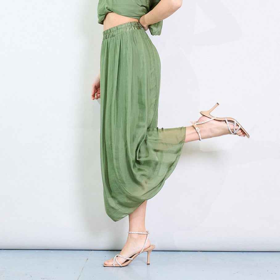 BZNA Rock mit Seide Fließende elastische Taille Midi Chiffon Rock Onesize