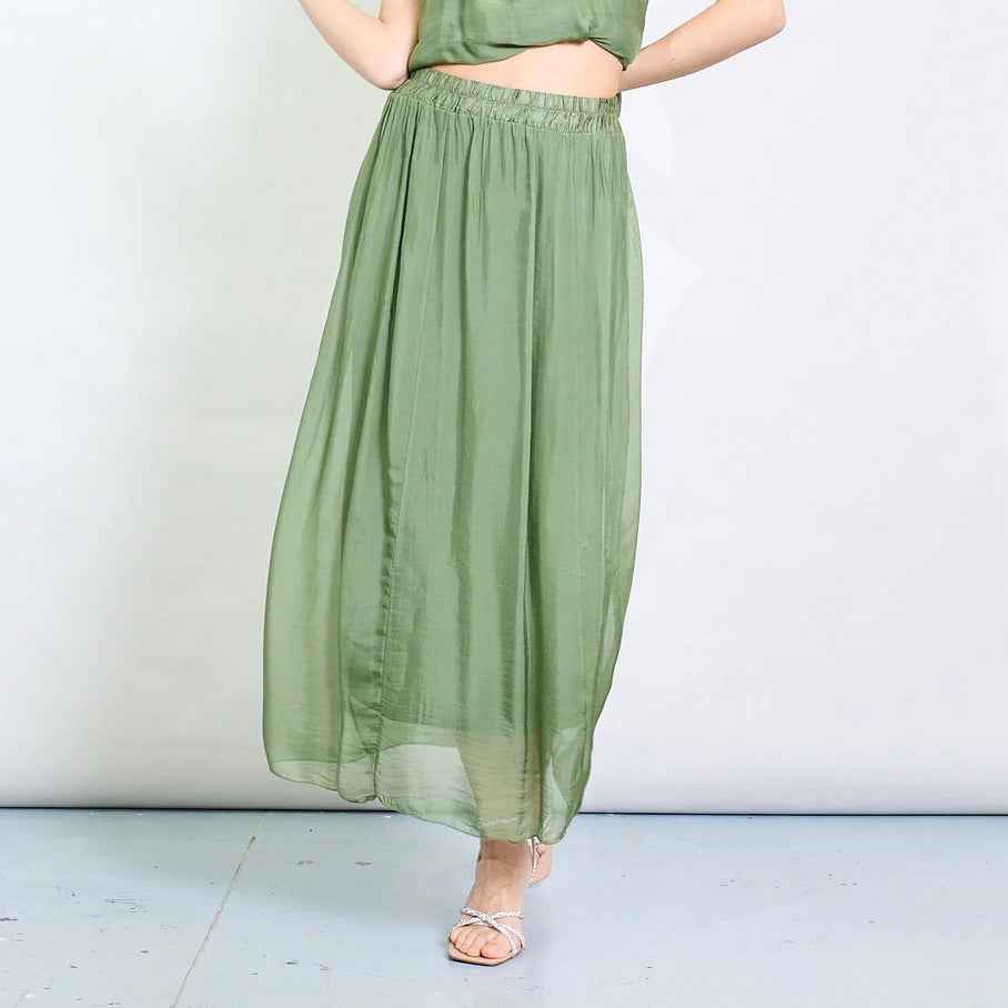 BZNA Rock mit Seide Fließende elastische Taille Midi Chiffon Rock Onesize