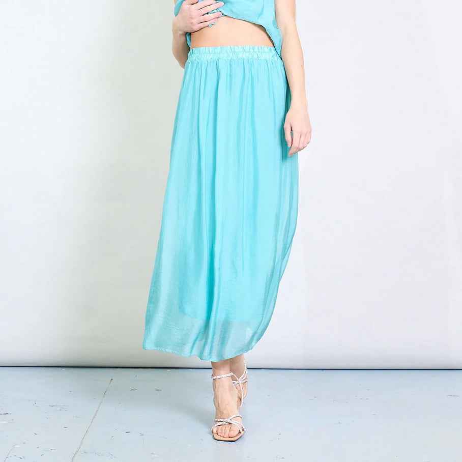 BZNA Rock mit Seide Fließende elastische Taille Midi Chiffon Rock Onesize