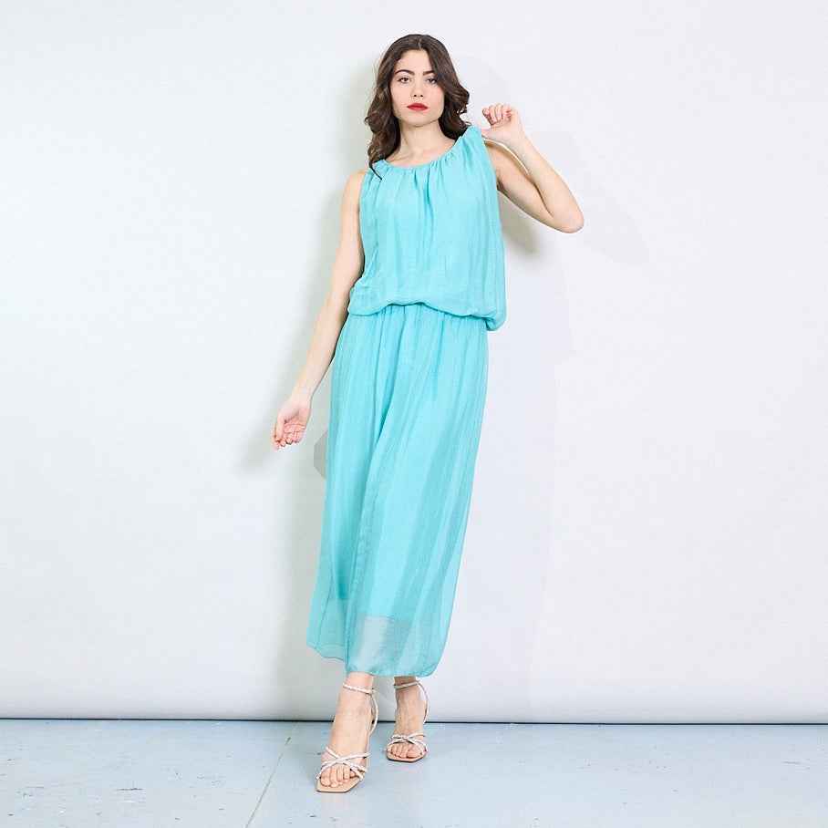 BZNA Rock mit Seide Fließende elastische Taille Midi Chiffon Rock Onesize