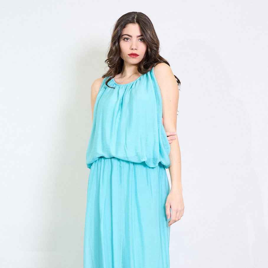 BZNA Bluse mit Seide Ärmelloses gesammelter Ausschnitt luftiger Chiffonbluse