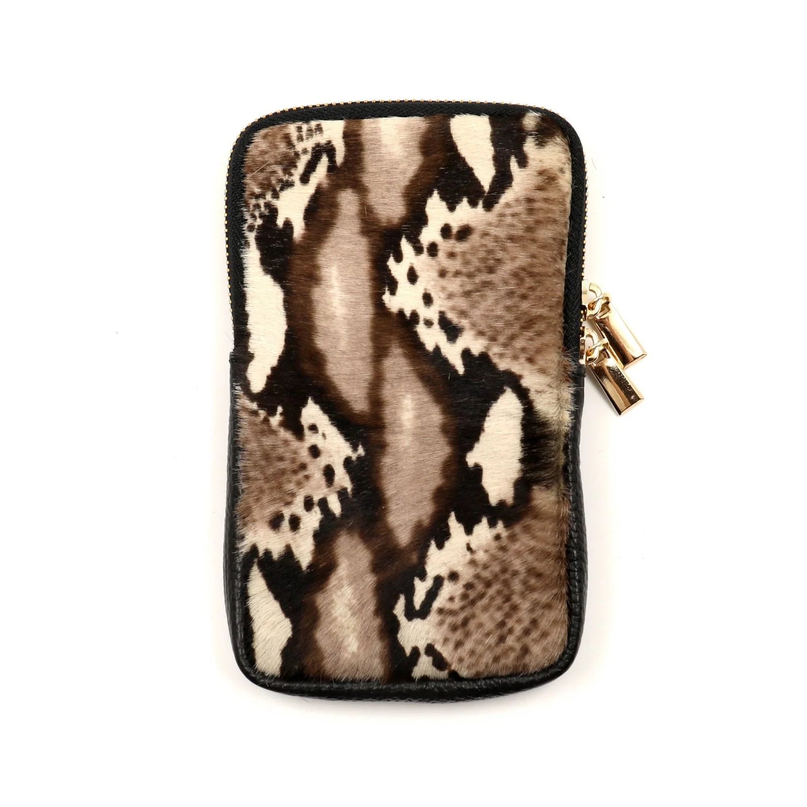 BZNA Bag Mobile Python Smog Handy Umhängetasche aus Leder Felltasche mit Reißverschluss - B Z N A