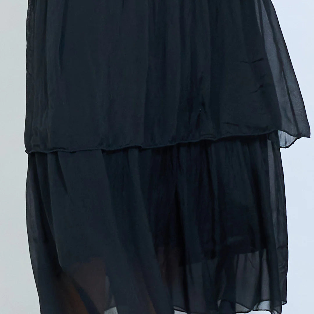 BZNA Sommer Neckholder Stufen Maxikleid Stufen Seidenkleid Chiffonkleid oneSize - B Z N A