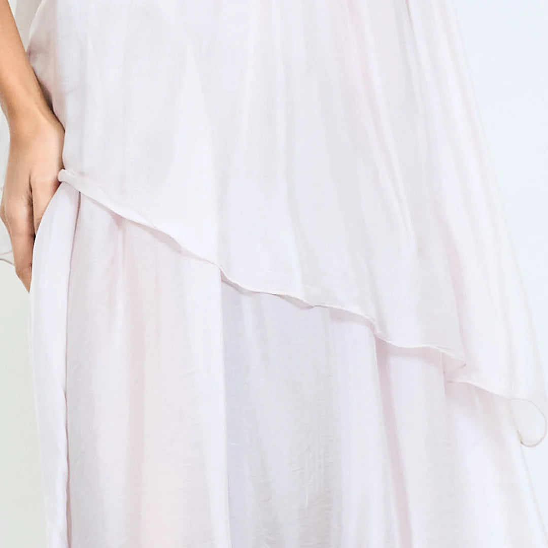 BZNA Ibiza Kleid Mehrlagiges drapiertes Träger Midikleid Swing-Stil oneSize - B Z N A