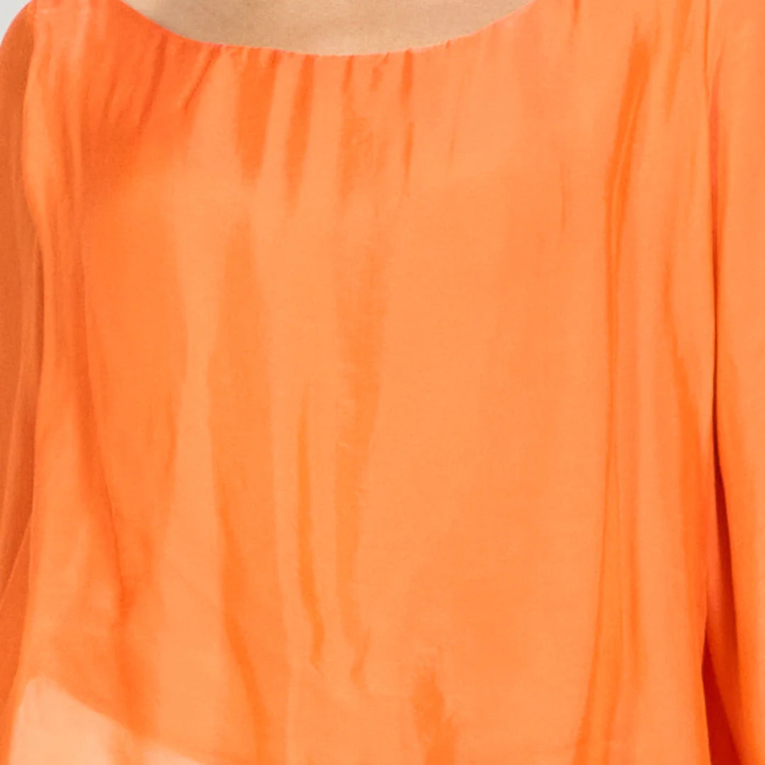 BZNA Seidenbluse Seidentunika Seidenchiffonbluse Fledermaus Ärmel oneSize - B Z N A