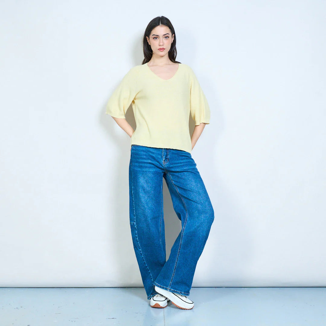 BZNA Berlin weich drapiertes Strickoberteil mit V-Ausschnitt oneSize - B Z N A