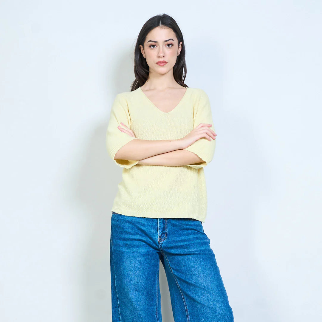 BZNA Berlin weich drapiertes Strickoberteil mit V-Ausschnitt oneSize - B Z N A