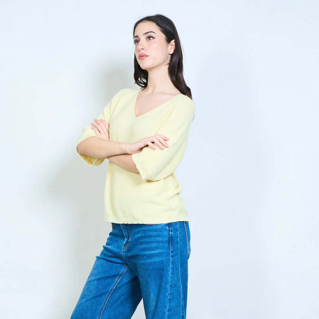 BZNA Berlin weich drapiertes Strickoberteil mit V-Ausschnitt oneSize - B Z N A