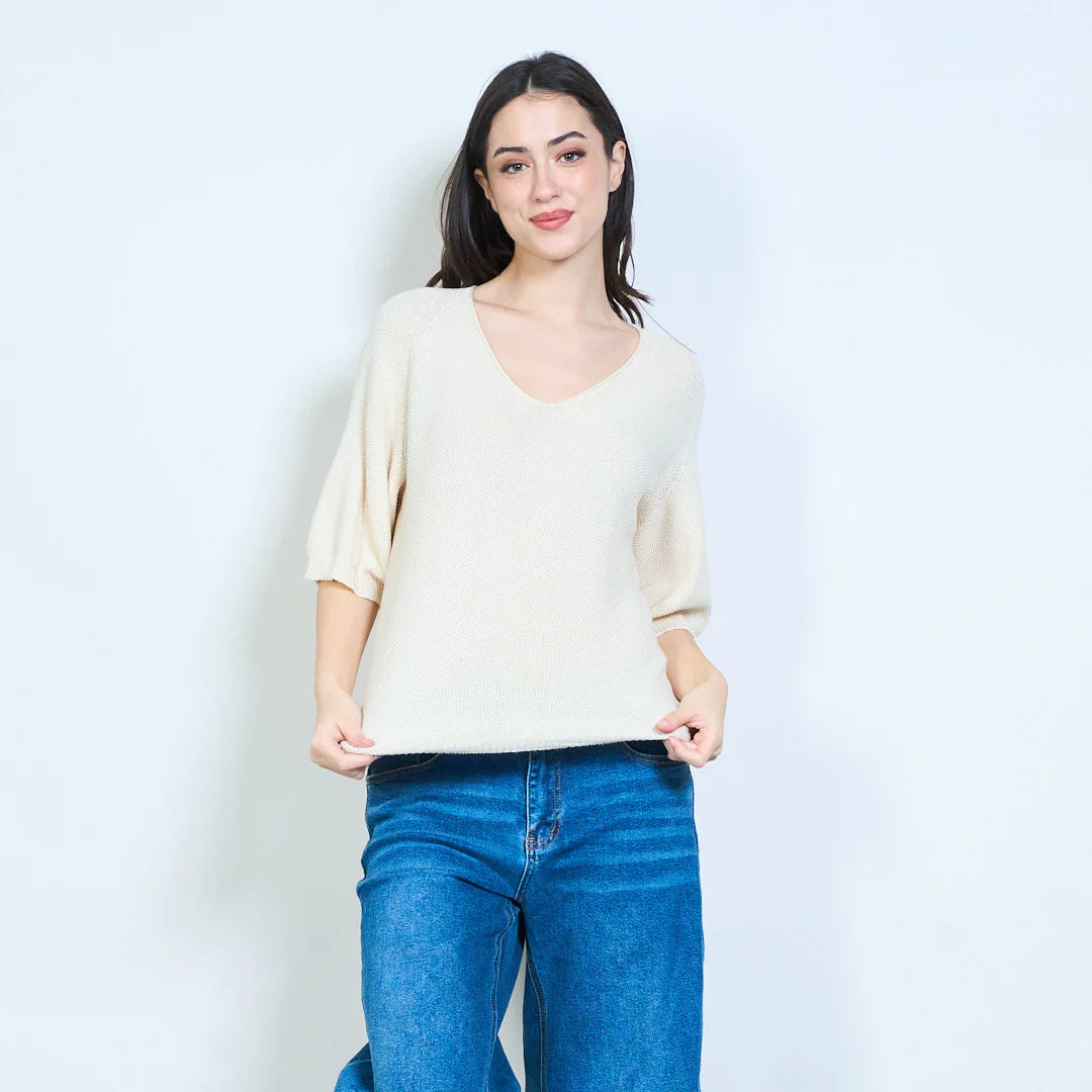 BZNA Berlin weich drapiertes Strickoberteil mit V-Ausschnitt oneSize - B Z N A