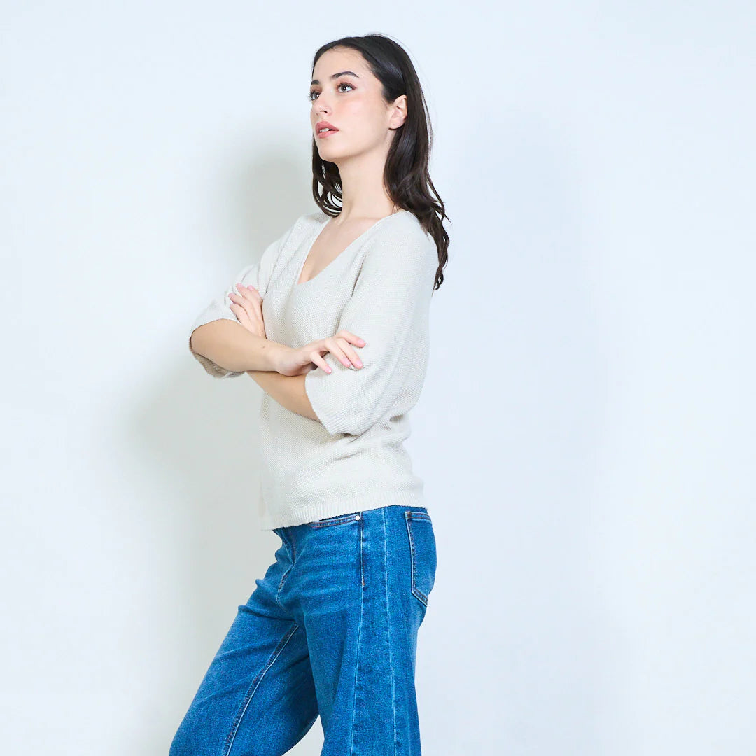 BZNA Berlin weich drapiertes Strickoberteil mit V-Ausschnitt oneSize - B Z N A