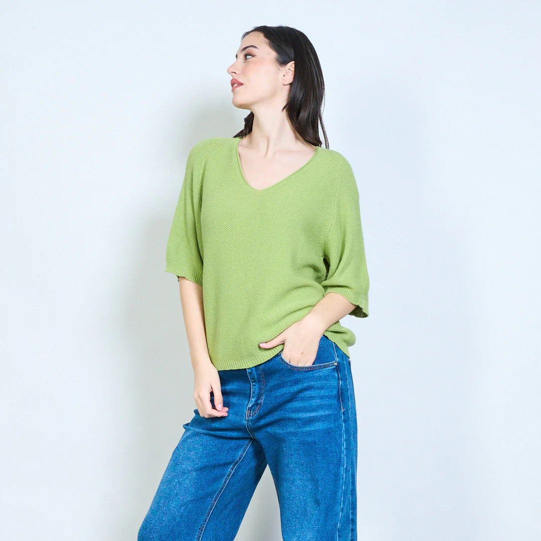 BZNA Berlin weich drapiertes Strickoberteil mit V-Ausschnitt oneSize - B Z N A