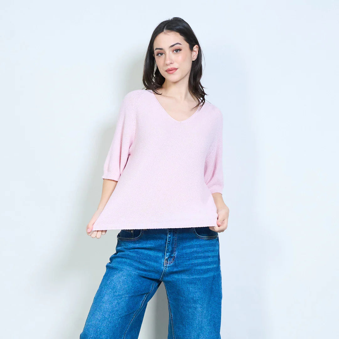 BZNA Berlin weich drapiertes Strickoberteil mit V-Ausschnitt oneSize - B Z N A