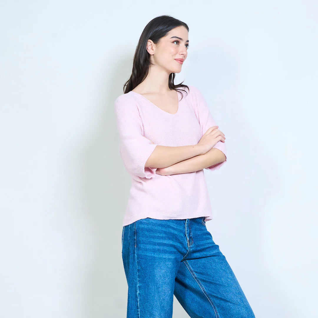 BZNA Berlin weich drapiertes Strickoberteil mit V-Ausschnitt oneSize - B Z N A