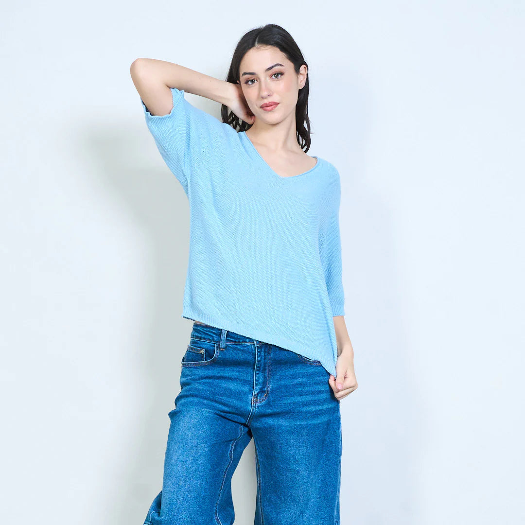 BZNA Berlin weich drapiertes Strickoberteil mit V-Ausschnitt oneSize - B Z N A