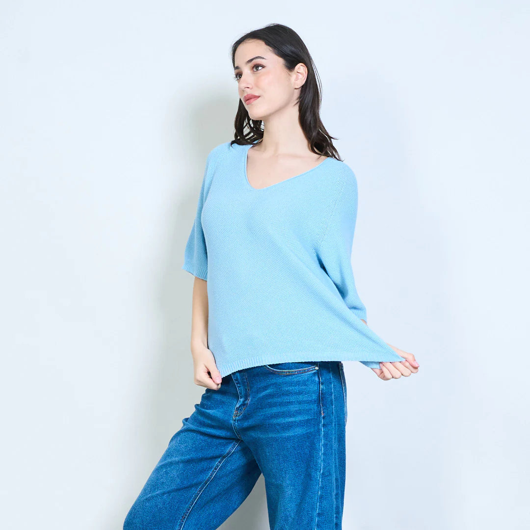 BZNA Berlin weich drapiertes Strickoberteil mit V-Ausschnitt oneSize - B Z N A