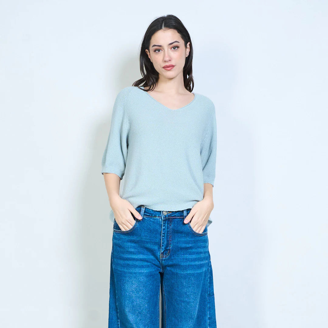 BZNA Berlin weich drapiertes Strickoberteil mit V-Ausschnitt oneSize - B Z N A