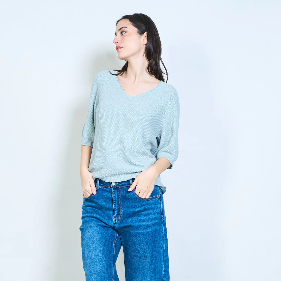 BZNA Berlin weich drapiertes Strickoberteil mit V-Ausschnitt oneSize - B Z N A