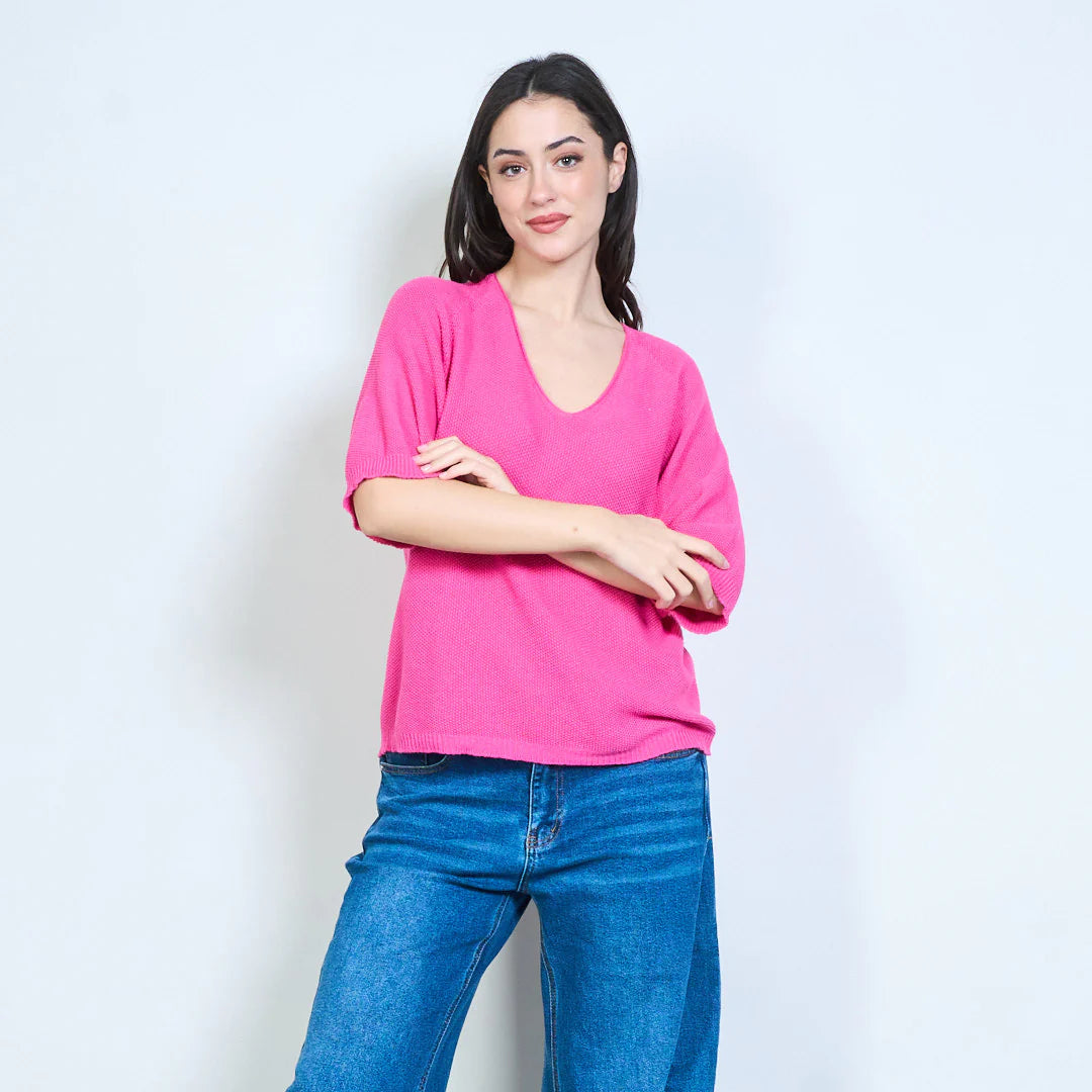 BZNA Berlin weich drapiertes Strickoberteil mit V-Ausschnitt oneSize - B Z N A