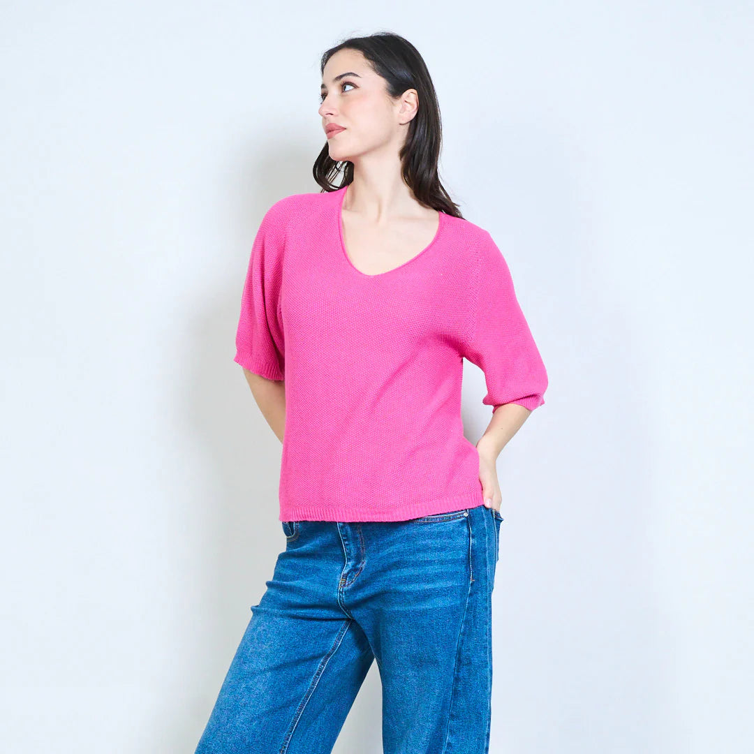 BZNA Berlin weich drapiertes Strickoberteil mit V-Ausschnitt oneSize - B Z N A