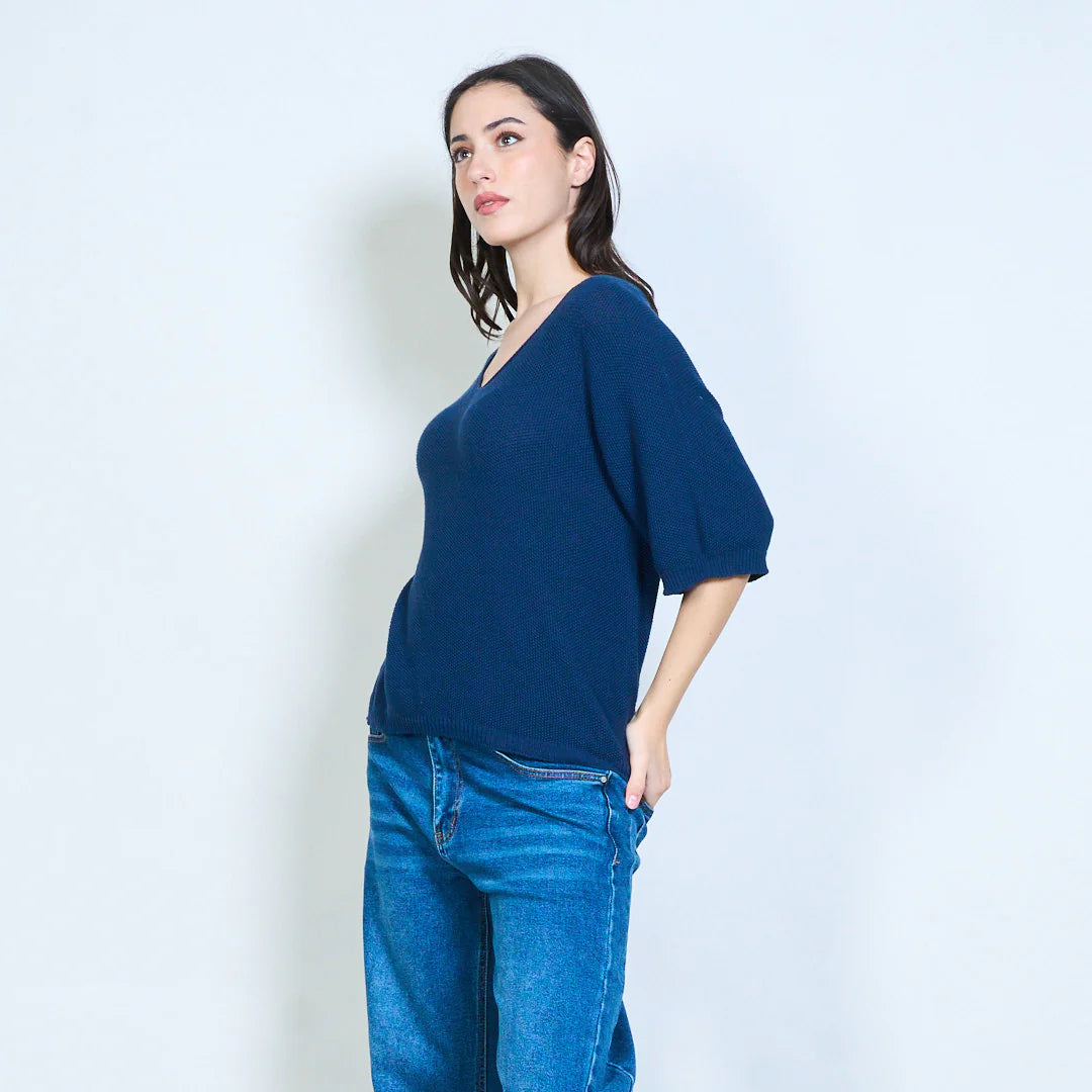 BZNA Berlin weich drapiertes Strickoberteil mit V-Ausschnitt oneSize - B Z N A