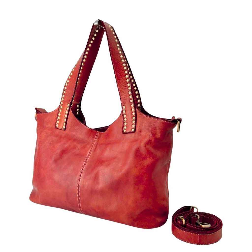 BZNA Bag Madrid Rot Italy Designer Damen Handtasche Schultertasche Tasche Leder Shopper Neu