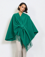 Lade das Bild in den Galerie-Viewer, BZNA Strickponcho in Verde - Wolltuch mit Fransen - Poncho MADE IN ITALY
