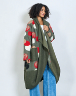 Lade das Bild in den Galerie-Viewer, BZNA Oversize Open Front Strickmantel Wollmantel polka dot Grün mehrfarbig  -  MADE IN ITALY
