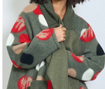 Lade das Bild in den Galerie-Viewer, BZNA Oversize Open Front Strickmantel Wollmantel polka dot Grün mehrfarbig  -  MADE IN ITALY
